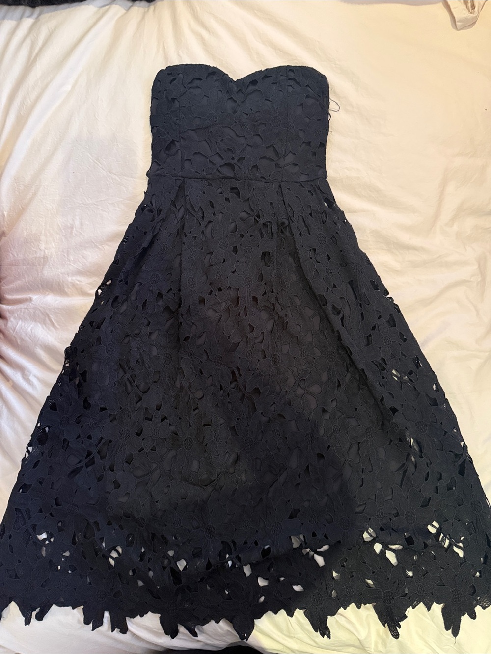 Strapless black Lace A-Line Dress